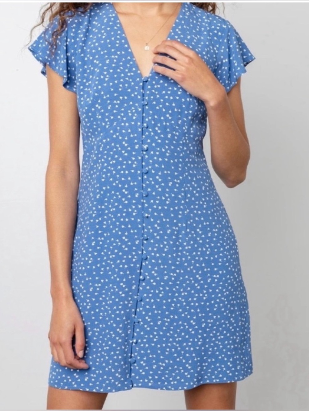 Rails Blue Dress with White Heart Dot Print